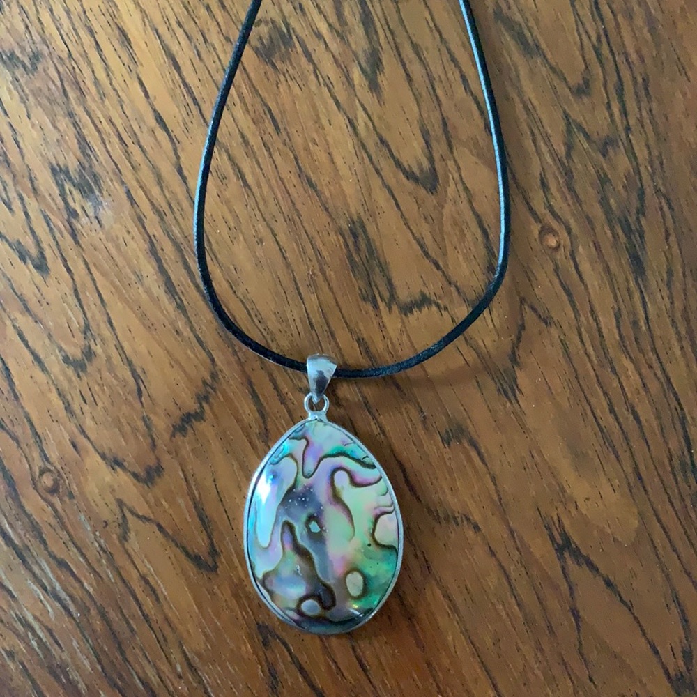 FREE W/PURCHASE - Paua Shell Pendant Necklace with Leather cord
